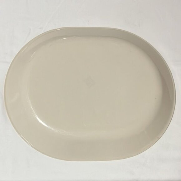 Corelle by Corning Lace Bouquet 12" Oval Serving Platter Cream with Blue Band - Picture 4 of 4